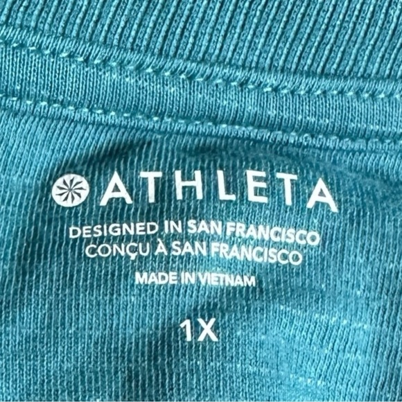 Athleta Sundown Shirred Tee NWT Size 1X Teal Organic Cotton Oversized Dolman Top - Picture 8 of 10